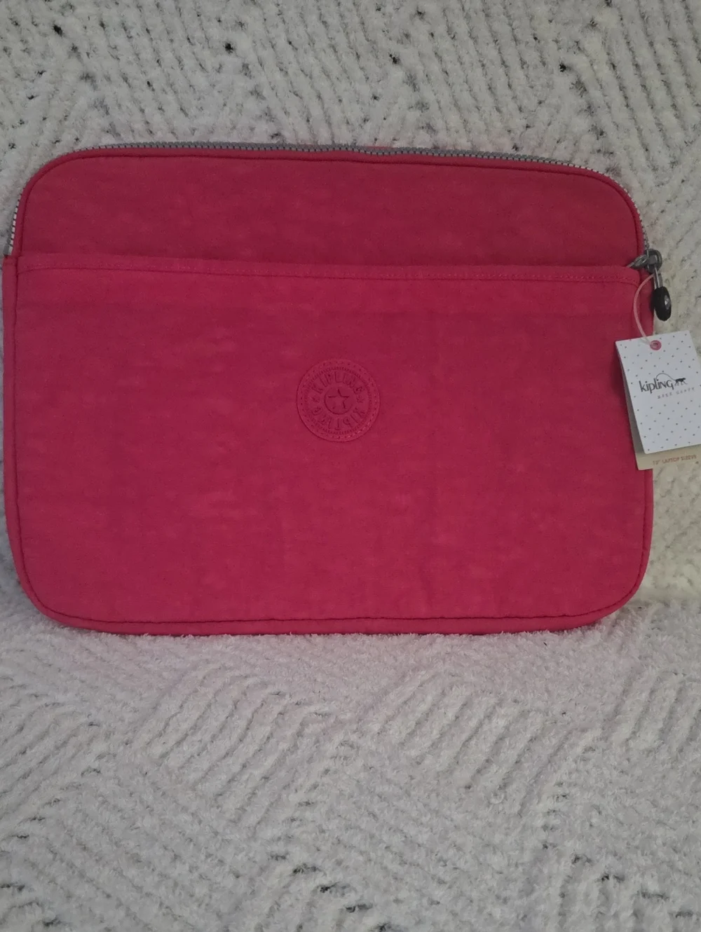 Kipling Hot Pink Laptop Sleeve with Front Pocket